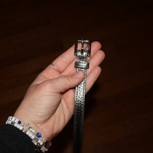 Sliver belt with silver buckle